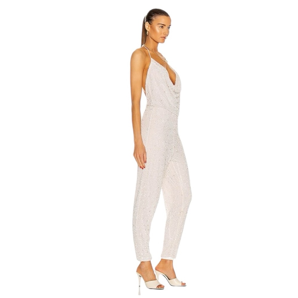 RETROFETE Skylar Jumpsuit In White, NWT, Size L, MSRP $1181 - Picture 4 of 13